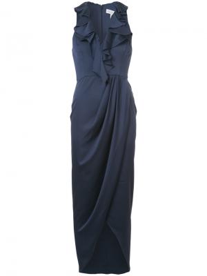 Длинное платье без рукавов с оборками Shona Joy. Цвет: синий
