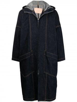 Oversized hooded denim coat sulvam. Цвет: синий