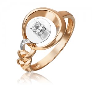 Кольцо PLATINA, комбинированное золото, 585 проба, топаз Platina Jewelry