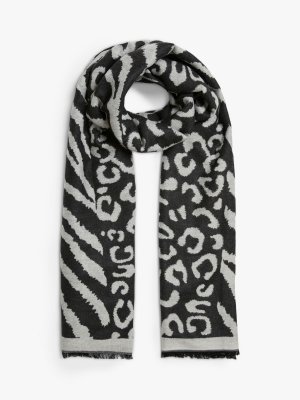 Леопардовый шарф с зебровым принтом , серый James Lakeland