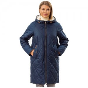 Пальто женское зимнее пуховое / Куртка женская еврозима Пуховик женский зимний большие размеры темно-синий размер 64 NortFolk. Цвет: синий