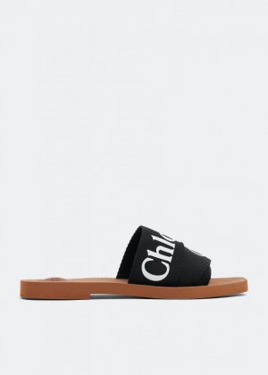 Сандалии CHLOÉ Woody flat sandals, черный