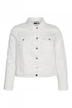 Джинсовая куртка больших размеров с длинными рукавами, белый Vero moda curve