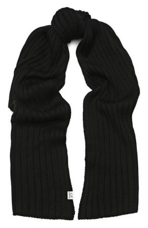 Шерстяной шарф фактурной вязки C.P. Company. Цвет: черный