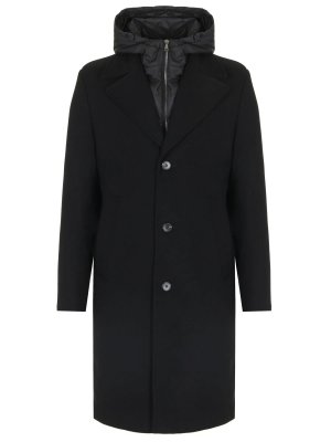 Пальто комбинированное CUDGI. Цвет: черный