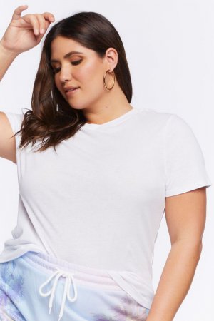 Базовая футболка больших размеров из органически выращенного хлопка , белый Forever 21