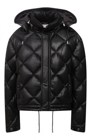 Кожаная куртка с капюшоном Saint Laurent. Цвет: чёрный