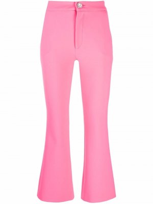 Укороченные расклешенные брюки с кристаллом Chiara Ferragni. Цвет: розовый