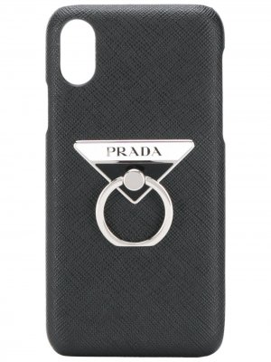 Чехол для iPhone X с логотипом Prada. Цвет: черный