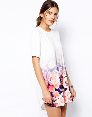 Платье-футболка с цветочным принтом и эффектом омбре G Finders Keepers. Цвет: мульти