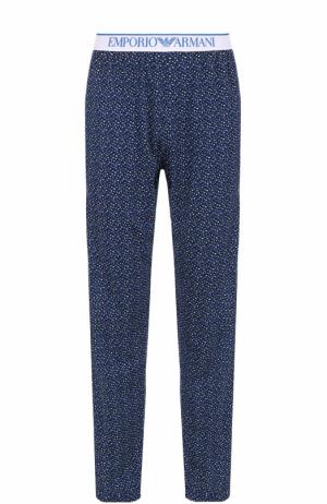 Хлопковые домашние брюки Emporio Armani. Цвет: синий