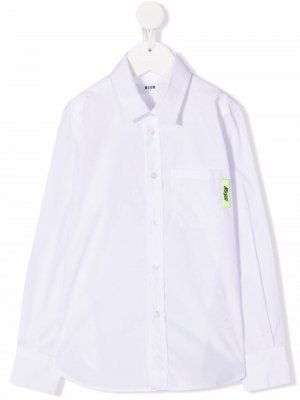 Рубашка с нагрудным карманом MSGM Kids. Цвет: белый