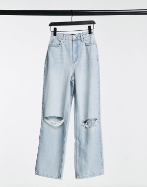 Голубые свободные джинсы в винтажном стиле с завышенной талией и рваной отделкой Hourglass-Голубой ASOS DESIGN