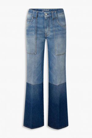 Двухцветные джинсы широкого кроя со средней посадкой из саржа. , средний деним Victoria Beckham