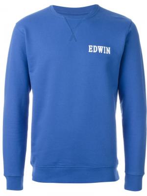 Свитер с логотипом Edwin. Цвет: синий