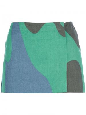 Камуфляжная короткая юбка Stephen Sprouse Vintage. Цвет: зелёный