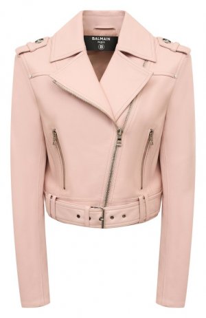 Кожаная куртка Balmain. Цвет: розовый
