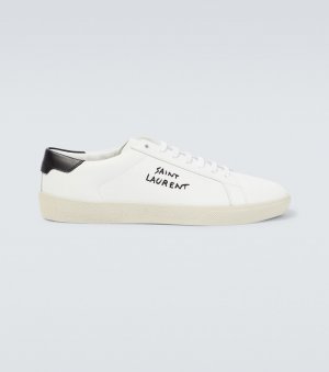 Кожаные кроссовки с вышитым логотипом , белый Saint Laurent