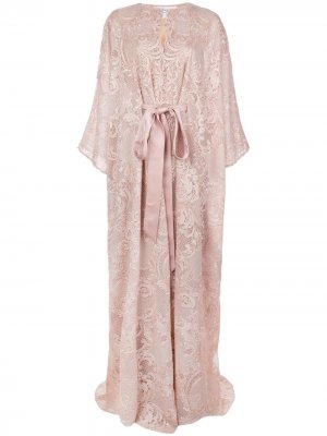 Платье-кафтан с вышивкой Marchesa. Цвет: розовый