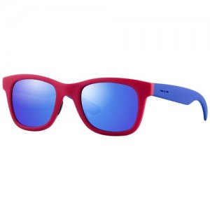 Солнцезащитные очки, вайфареры, оправа: пластик, с защитой от УФ, зеркальные, красный Italia Independent. Цвет: красный