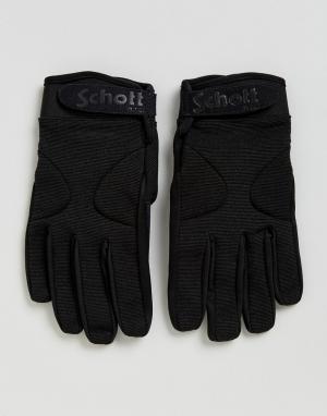Черные нейлоновые перчатки с флисовой подкладкой Schott. Цвет: черный