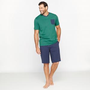 Пижама с шортами нагрудным карманом CASTALUNA FOR MEN. Цвет: зеленый меланж/темно-синий
