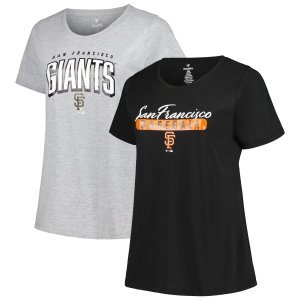 Женский комплект футболок больших размеров San Francisco Giants черного/серого цвета Хизер Unbranded