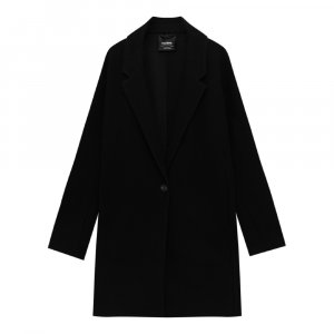 Пальто Felt Texture With Button, черный Pull&Bear