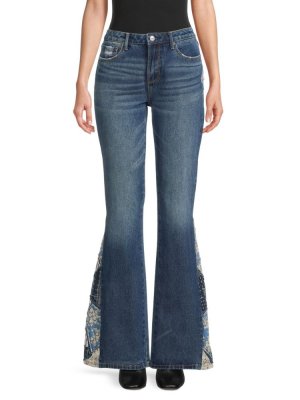 Расклешенные джинсы Farrah с заплатками и средней посадкой , цвет Medium Wash Driftwood