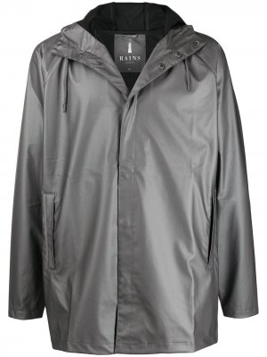 Короткое пальто с капюшоном Rains. Цвет: серый