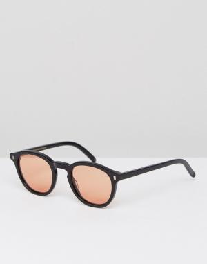 Солнцезащитные очки в круглой черной оправе nelson Monokel Eyewear. Цвет: черный