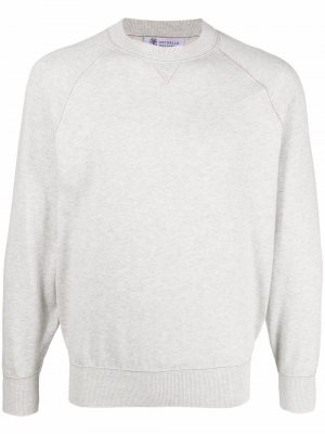 Crew neck cotton sweater Brunello Cucinelli. Цвет: серый