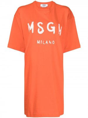 Платье-футболка с логотипом MSGM. Цвет: красный