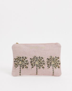 Розовый кошелек с пальмами и вышивкой бисером Accessorize