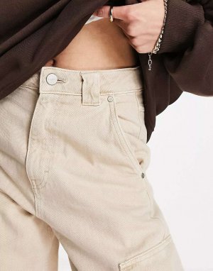 Бежевые джинсы карго с широкими штанинами и карманами Waven