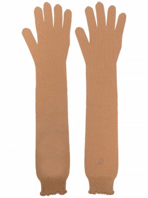 Длинные перчатки с вышитым логотипом Nº21. Цвет: бежевый
