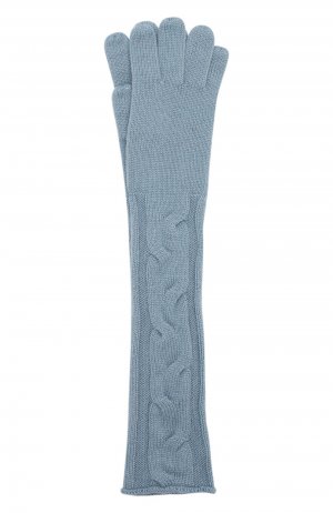 Удлиненные кашемировые перчатки фактурной вязки Loro Piana. Цвет: голубой