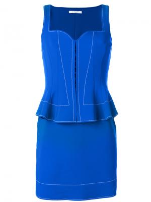 Приталенное платье с баской Givenchy. Цвет: синий
