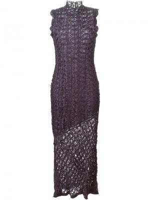 Длинное кружевное платье John Galliano Vintage. Цвет: розовый и фиолетовый