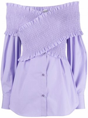 Shirred crossover-panel shirt MSGM. Цвет: фиолетовый