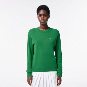 LACOSTE Women s Ring Slings Crew Neck Sweater [Light Green]