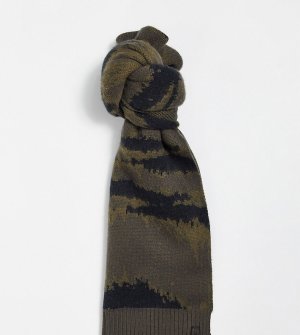 Коричневый жаккардовый шарф с камуфляжным узором -Коричневый цвет AllSaints