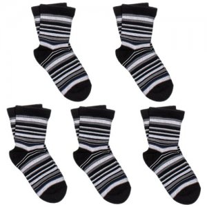 Комплект из 5 пар детских носков LORENZLine черные, размер 14-16. Цвет: черный