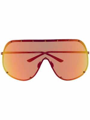 Массивные солнцезащитные очки-маска Rick Owens. Цвет: оранжевый