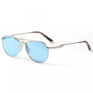 Солнцезащитные очки , серебряный, голубой FAKOSHIMA. Цвет: серебристый/голубой