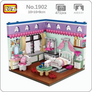 1902 городская архитектура дом угол спальня кровать комод стол DIY мини-блоки кирпичи строительные игрушки для детей подарок без коробки LOZ