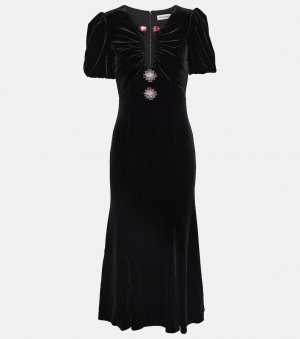 Украшенное бархатное платье миди , черный Self-Portrait