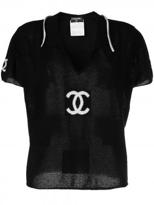 Кашемировый топ 2001-го года с принтом CC Chanel Pre-Owned. Цвет: черный