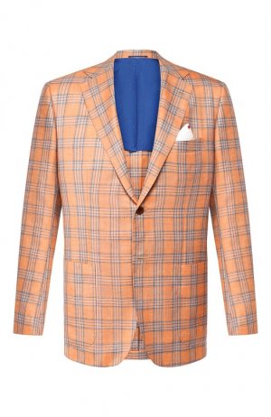 Пиджак из кашемира и льна Kiton. Цвет: оранжевый