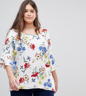 Блузка с рукавами клеш и цветочным принтом Koko. Цвет: мульти